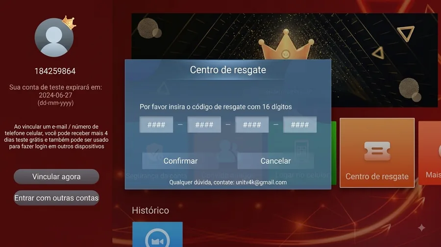 Passo a passo para resgatar o código